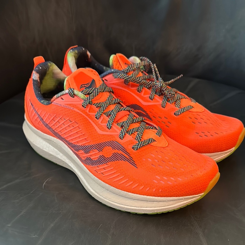 Saucony Orange Athletic Shoes with Breathable Mesh and Cushioned Midsole
